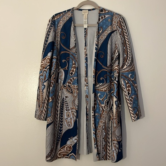 Chicos | Paisley micro faux suede duster cardigan jacket Women’s size 2/L/12 - Picture 4 of 11